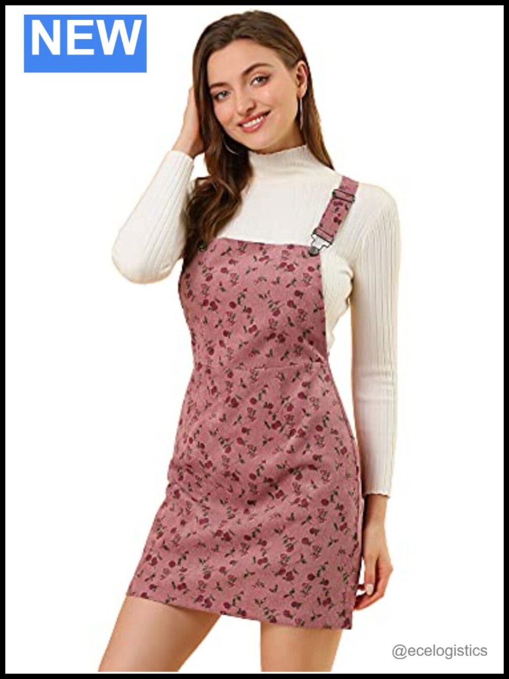 Allegra K Corduroy Adjustable Strap Mini Overall Dress